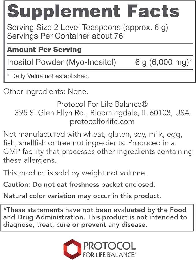 Myo -inositol, 1lb - protokoll för livsbalans