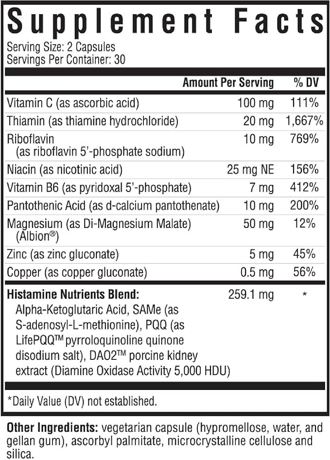 Nutrientes de histamina (anteriormente Bloque de histamina Plus) - 60 cápsulas - Buscando salud