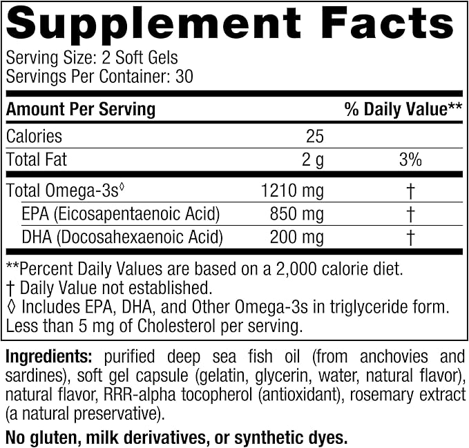 EPA (Lemon) 1000 mg, 60 Soft Gels - Nordic Naturals