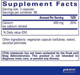 Calcium Citrate 150mg 180 veg caps - Pure Encapsulations