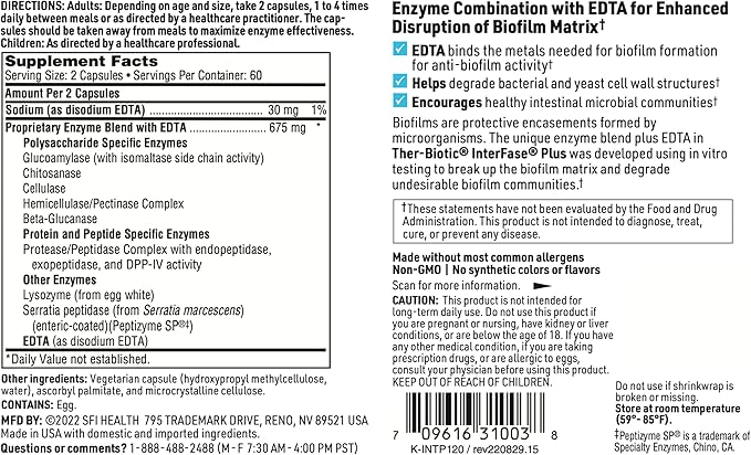 Ther Biotic Interfase Plus - 120 VEG Caps - Klaire Labs (SFI Health)