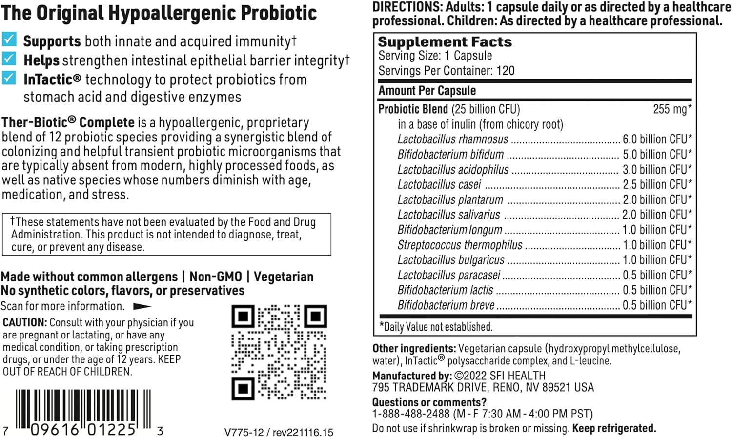 THER -Biotic Complete, 120 Capsule - Klaire Labs (SFI Health)