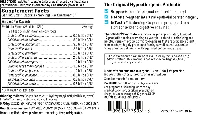 Ther -Biotic Complete, 60 Capsules - Klaire Labs (SFI Health)