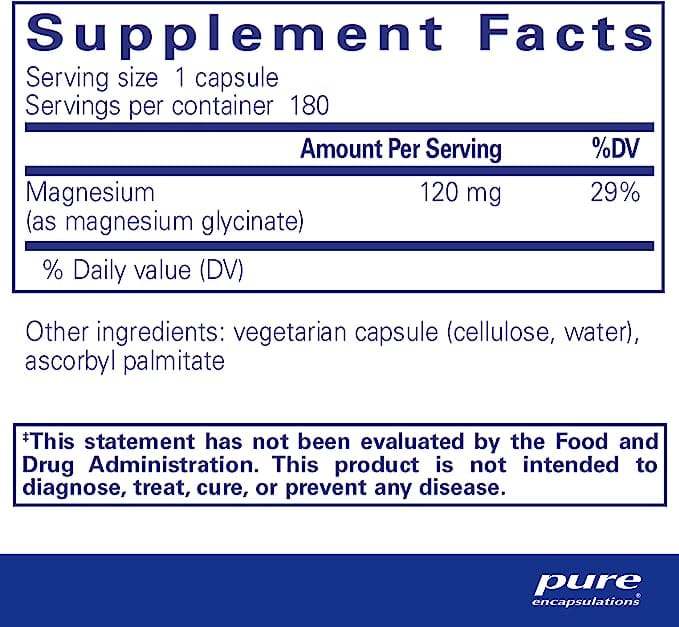 Magnesio (glicinato) 120mg 180 caps - incapsulazioni pure