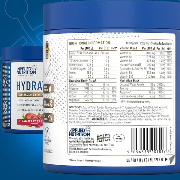 Applied Nutrition Hydration+, Strawberry Raspberry - 240 grams