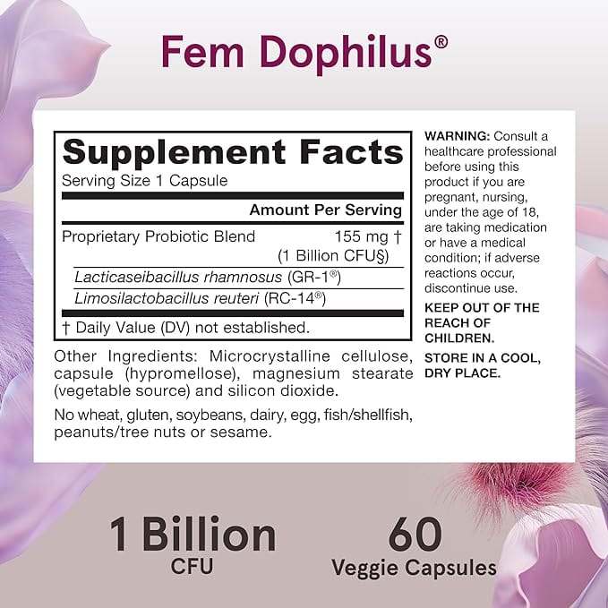 Fem -dophilus (raft stabil), 60 de capsule - formule jarrow