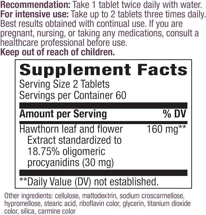 Heartcare, Hawthorn Extract, 120 tabletter - Nature's Way