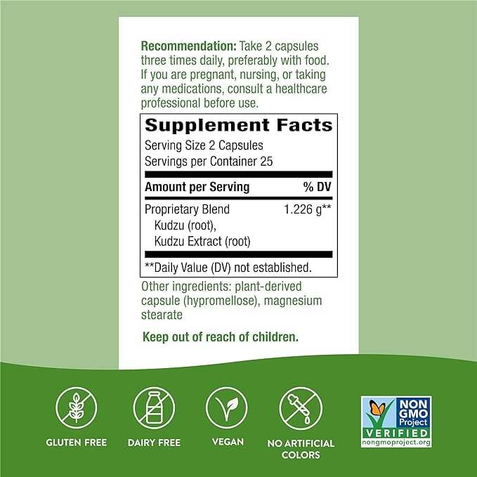 Kudzu Root 1226mg, 50 cápsulas veganas - Nature's Way