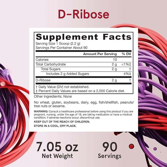 „D -Ribose“ milteliai, 200 g - „Jarrow“ formulės