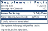 Kidney Beef Natural Glandular, 500mg, 100 Vegicaps - Nutricology / Allergy Research Group