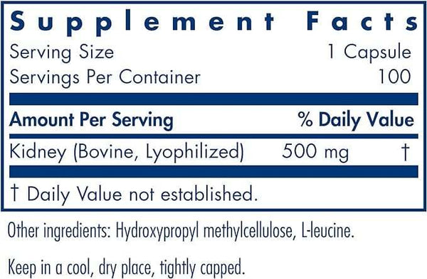 Естествено жлезист с бъбречно говеждо месо, 500 mg, 100 вегикапи - Група за изследване на нутрикулогията / алергията