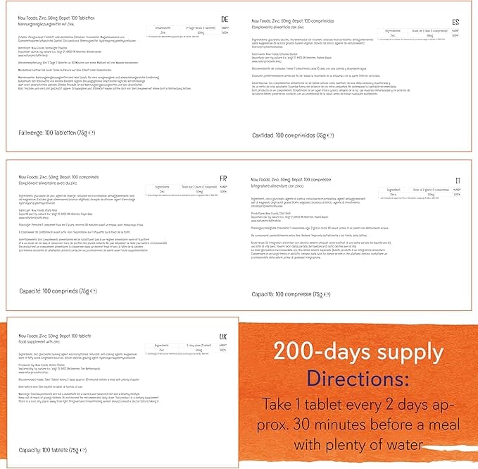 Τώρα τα τρόφιμα ψευδάργυρος 50mg
