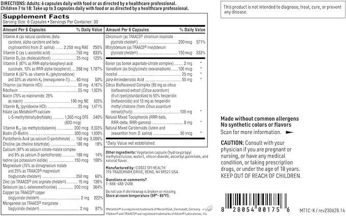 Multithera 1 plus vitamin K, 180 kapsler - Klaire Labs (SFI Health)