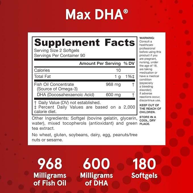 MAX DHA, 180 „Softgels“ - „Jarrow“ formulės