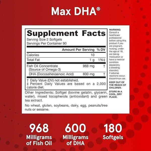 Max DHA, 180 Softgels - Jarrow Formulas