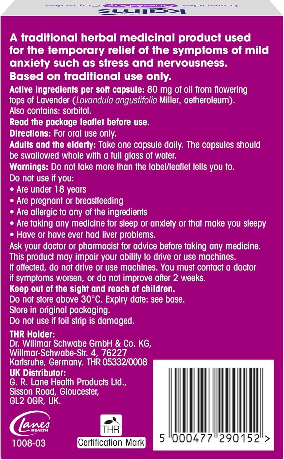 Kalms Lavender One A Day Capsules Pack of 14