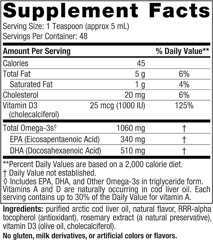 Arctic Cod Liver Oil (Lemon) 237ml - Nordic Naturals