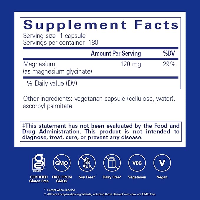 Magnesium (glycinat) 120 mg 90 vcaps - Pure indkapsling