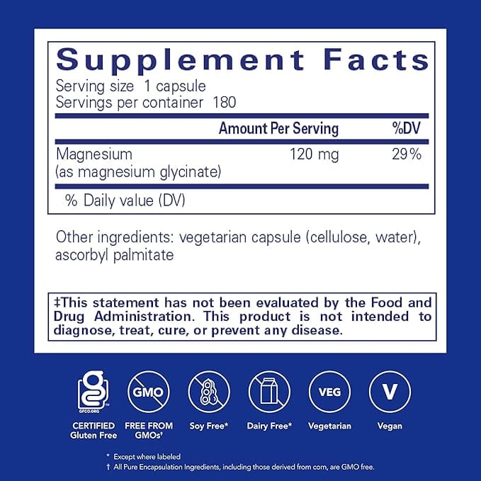 Магнезий (глицинат) 120mg 90 VCAPS - Чисти капсулации