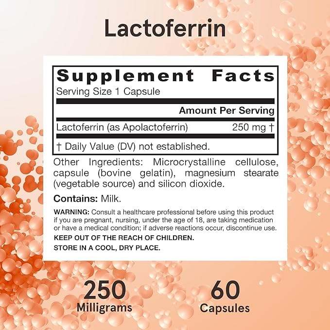 Lactoferrin 250 mg, 60 капсули - формули на Jarrow