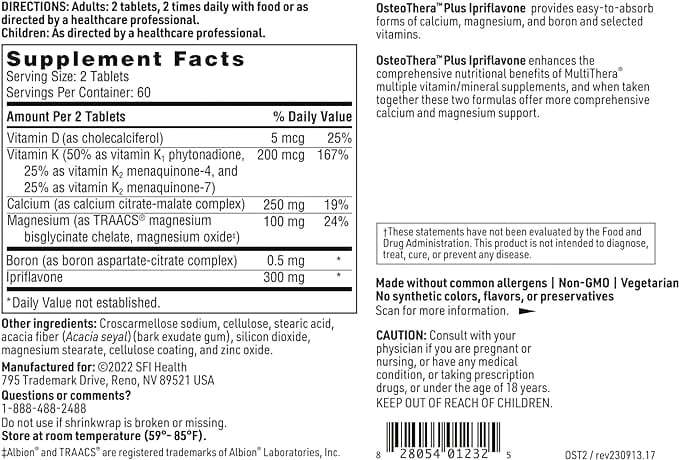 Osteothera pluss ipriflavone, 120 tabletti - Klaire Labs (SFI Health)