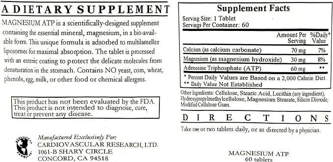 Liposomal Magnesium ATP 60 tablets - Ecological Formulas