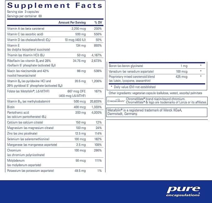 Nutrient 950e without Copper, Iron  Iodine, 180 veg caps - Pure Encapsulations