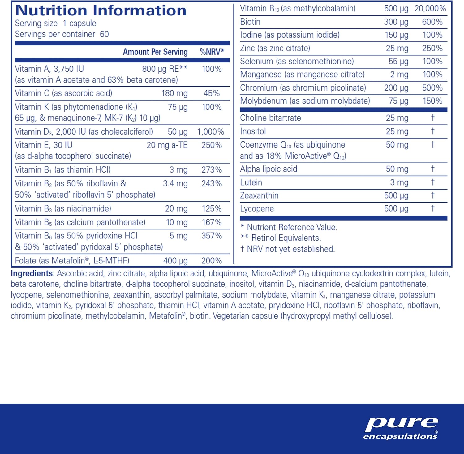 O.N.E. Multivitamiin, 60 korki - puhtad kapseldamised