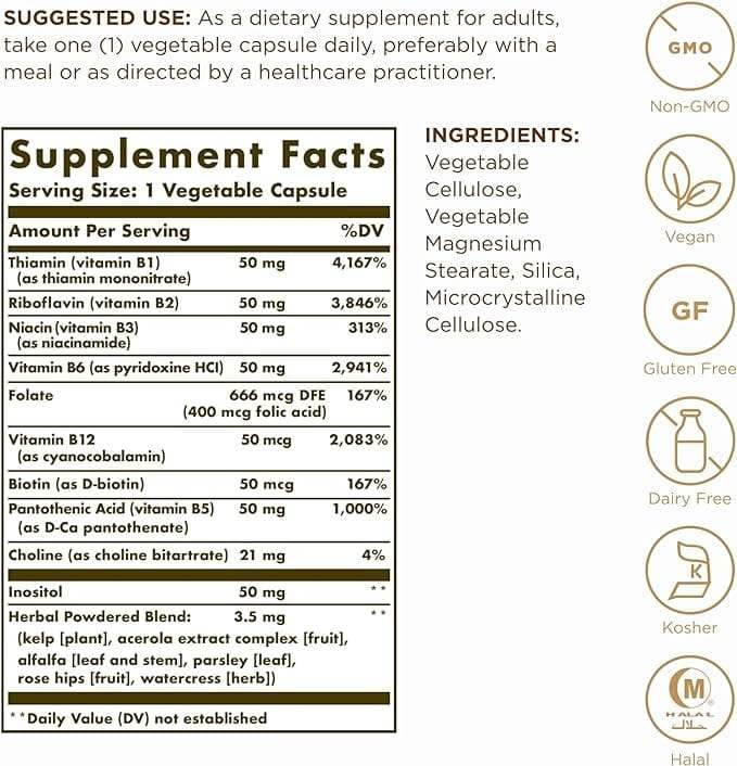 B -Complex 50 - 100 Cápsulas de vegetales - Solgar