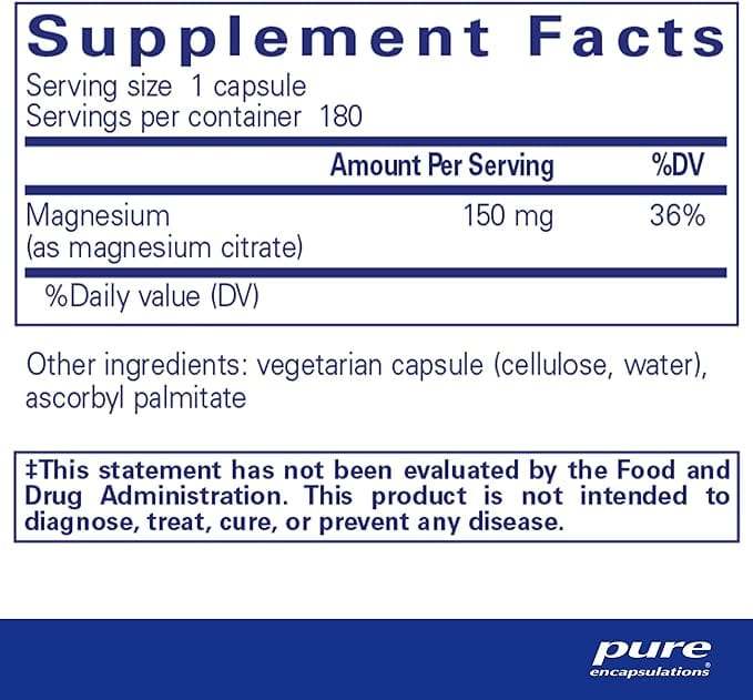 Magneesium (tsitraat) 150 mg 180 VCAPS - puhtad kapseldamised