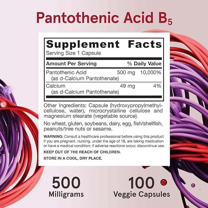 Pantotheninezuur B5 500 mg, 100 capsules - Jarrow -formules