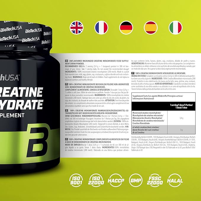 BioTechUSA 100% Creatine Monohydrate, Unflavoured - 300 grams