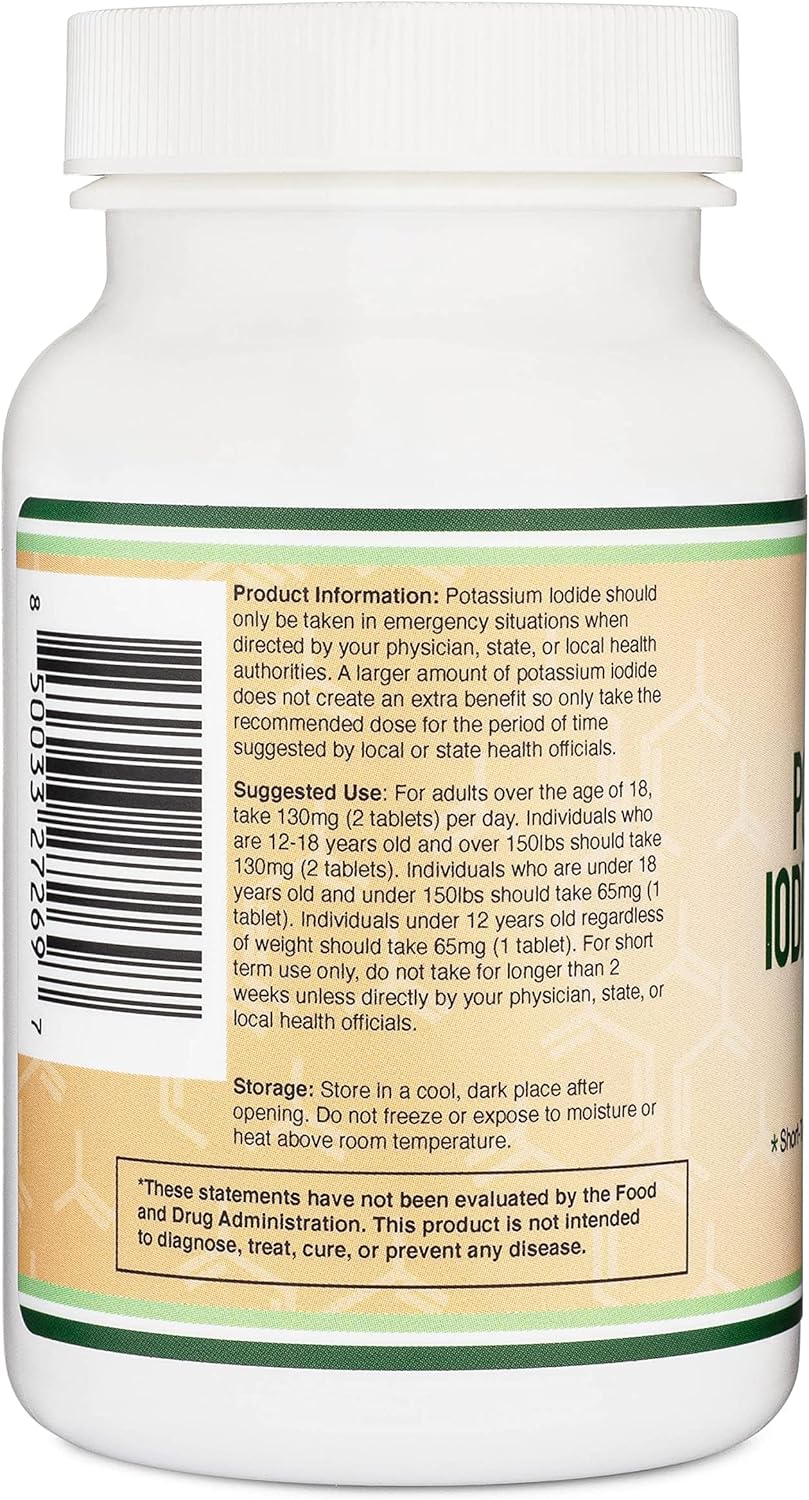 Yoduro de potasio de madera doble - 180 x 65 mg de tabletas