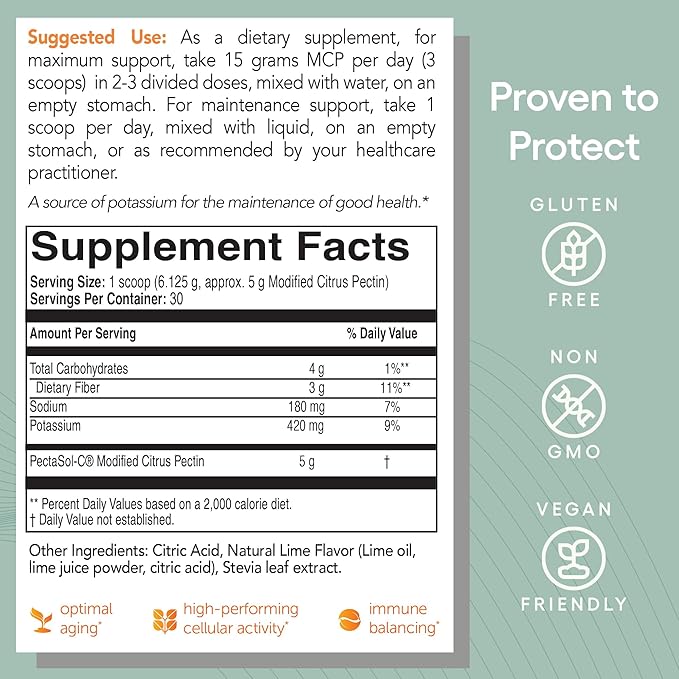 PectaSol-C (Modified Citrus Pectin) Lime Infusion, 184g Powder - ecoNugenics