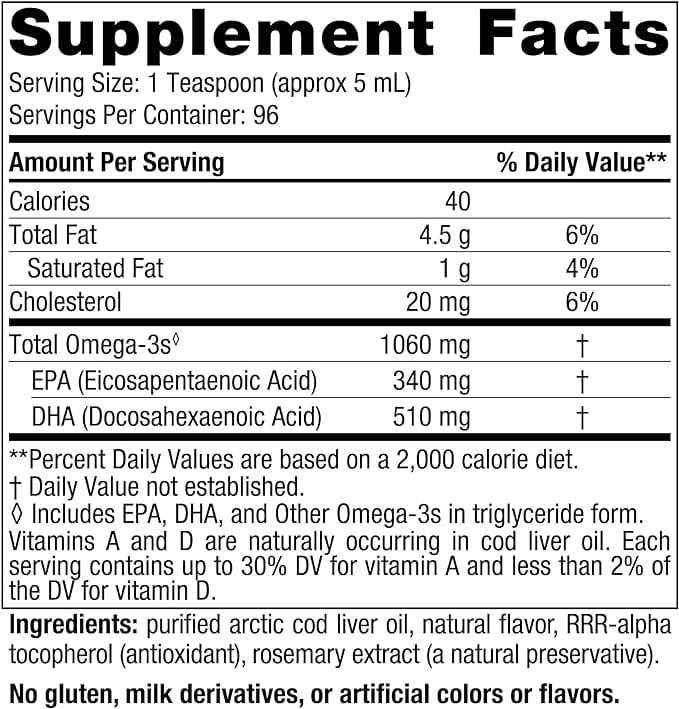 Λάδι από συκώτι Arctic Cod (πορτοκαλί) 237ml - Nordic Naturals