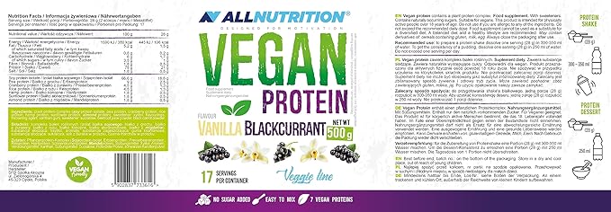 Allnutrition Vegan Protein, Vanilla Blackcurrant - 500 grams