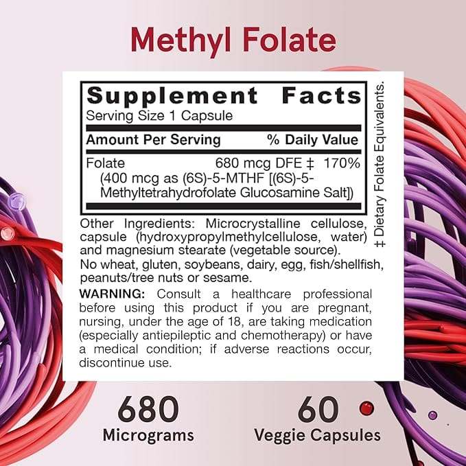 Folian metylowy 400mcg, 60 kapsułek - formuły jarrowa