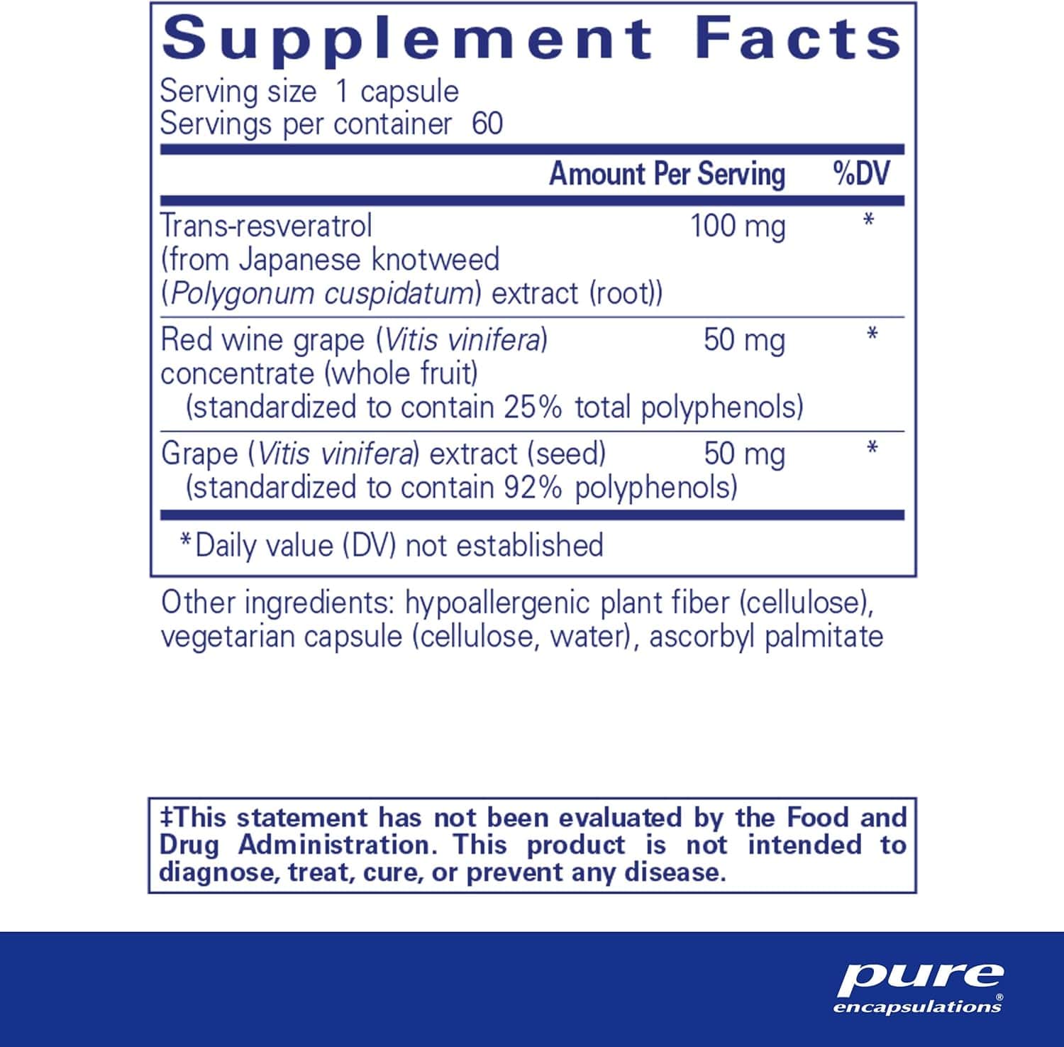 Resvératrol 60 capsules - Encapsulations pures