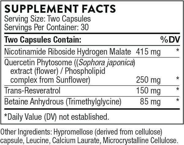 Resveracel® (nikotinamid ribozid -niagen z resveratrol) - 60 zelenih pokrovčkov - Thorne Research