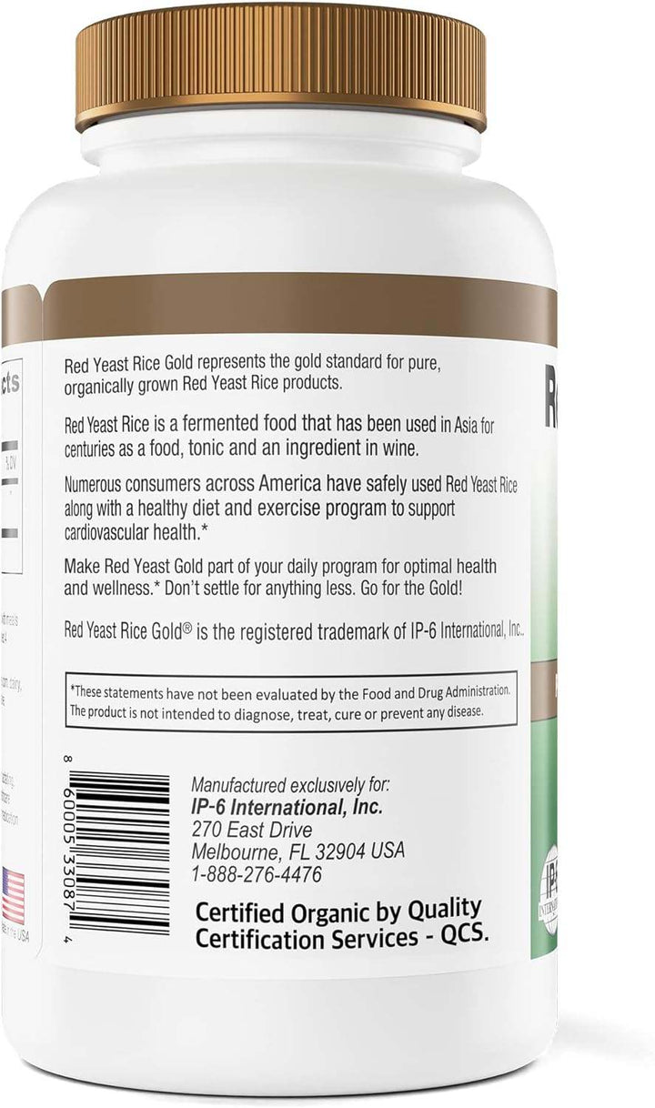 Red Yeast Rice Gold, 600mg, 240 Capsules - IP6 International