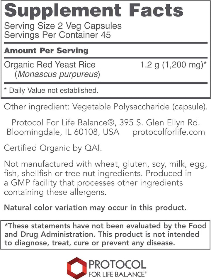 Extrato de arroz de levedura vermelho 90 Vegcaps - Protocolo para Balance