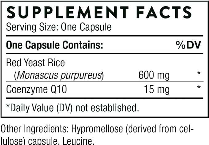 Rice de drojdie roșie + CoQ10 (fosta Choleast) - 120 Capsule- Thorne