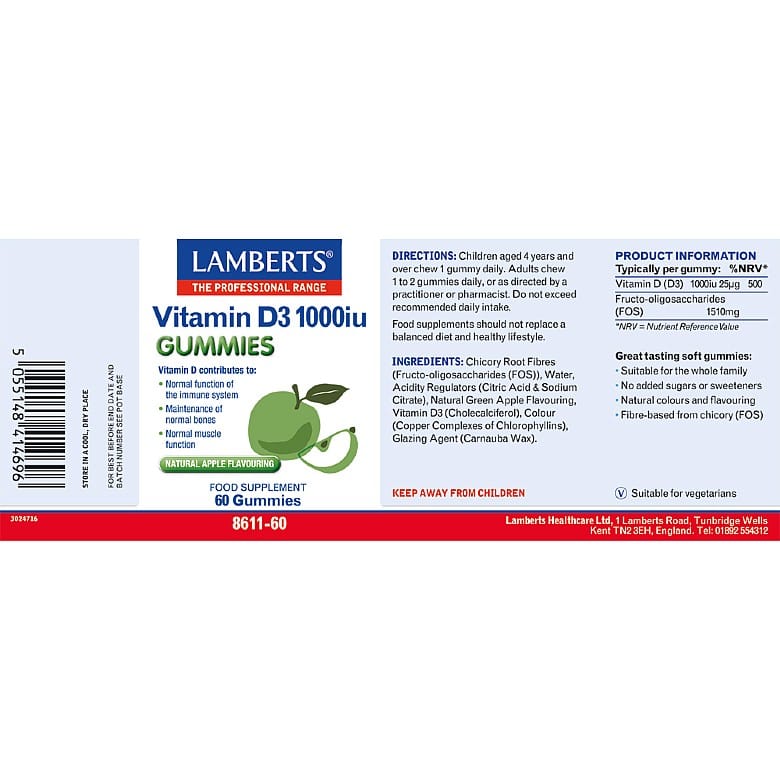 Lamberts Vitamine D3 1000 UI Gummies – 60 Gummies – image 4