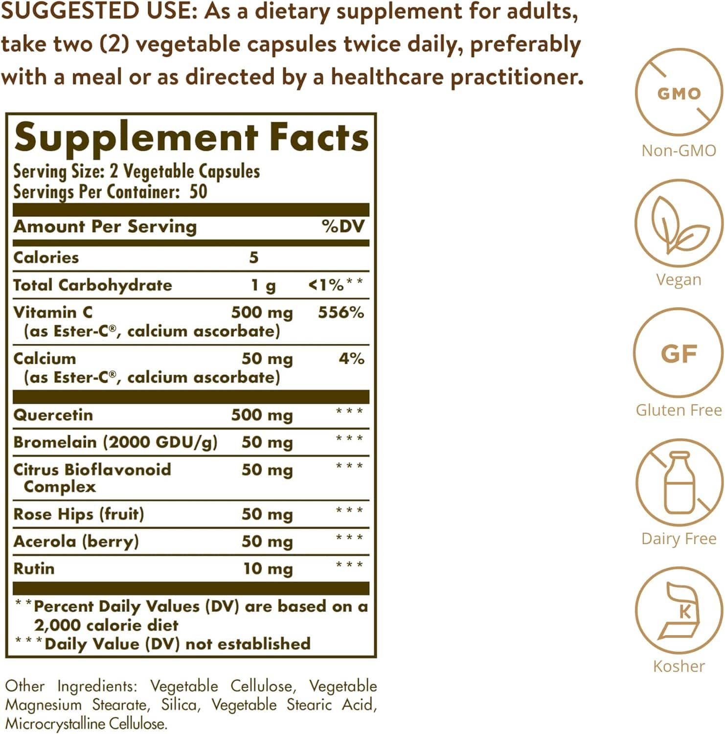 Quercetin -Komplex mit Ester -C Plus, 100 Kapseln - Solgar