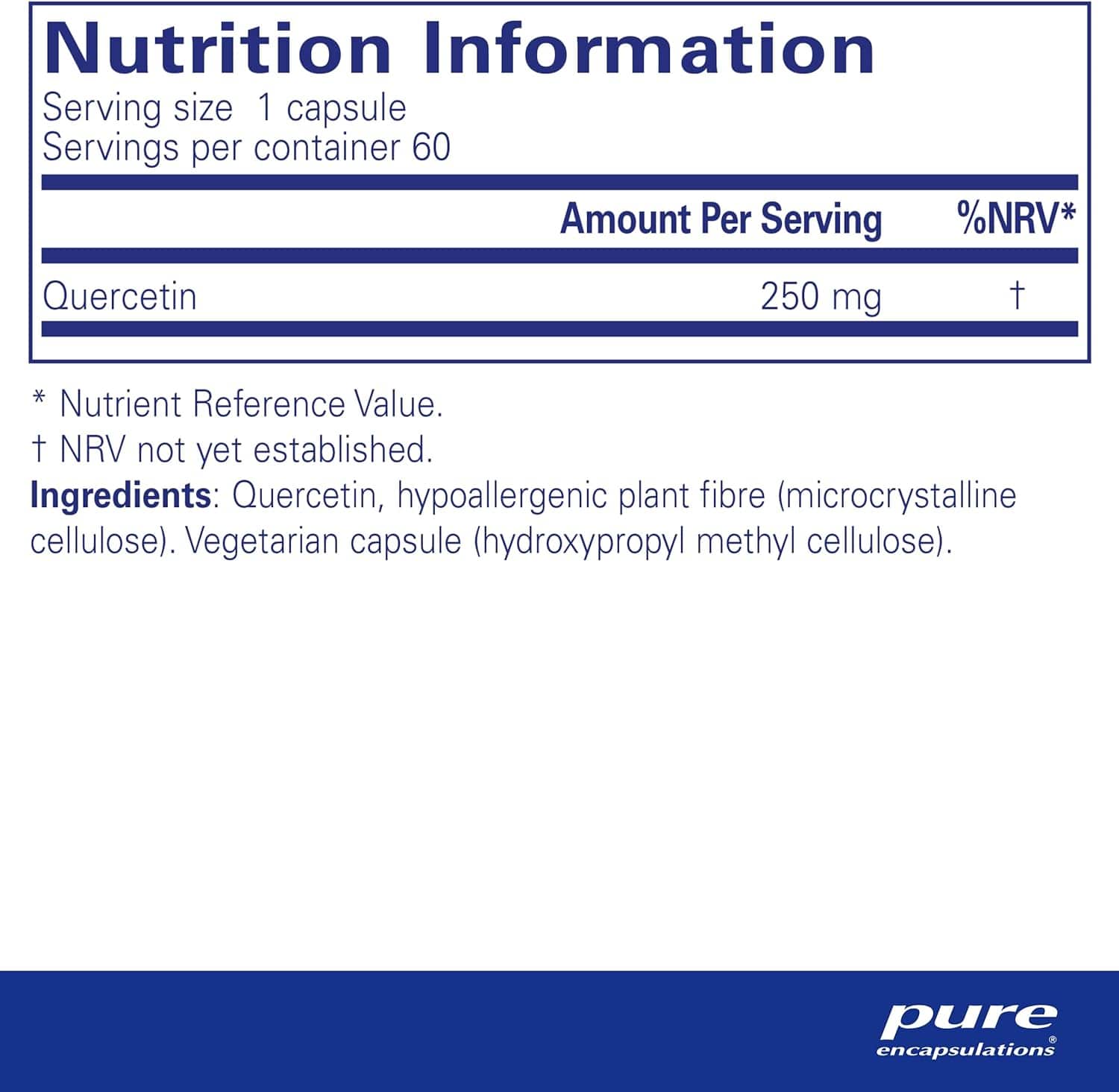 Quercetin 250 mg 60 VCAPS - Pure Encapsulations