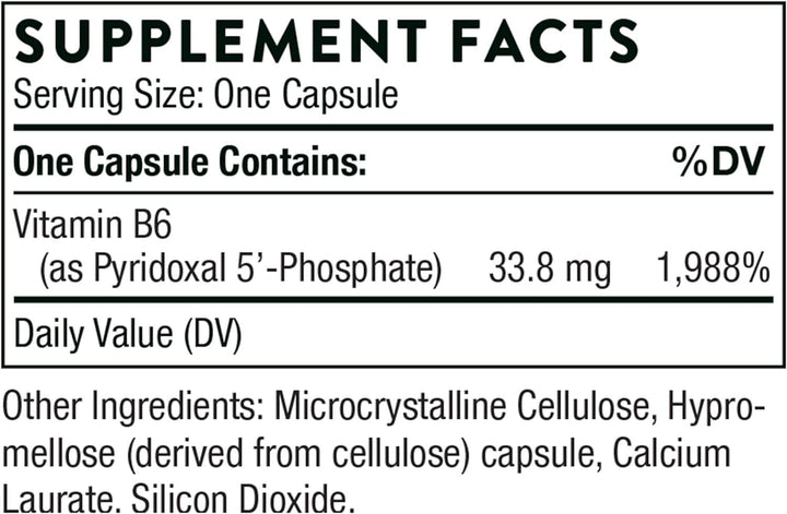 Pyridoxal 5'-fosfat (P5P P-5-P), 180 veggie caps-Thorne Research