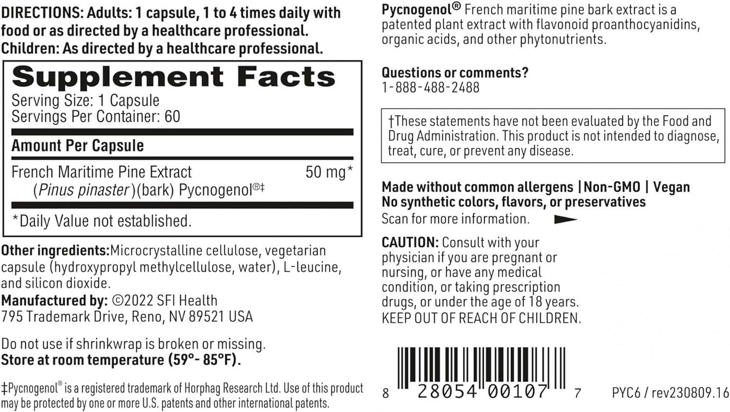 Pycnogenol 50mg, 60 kapsul - Klaire Labs (SFI Health)