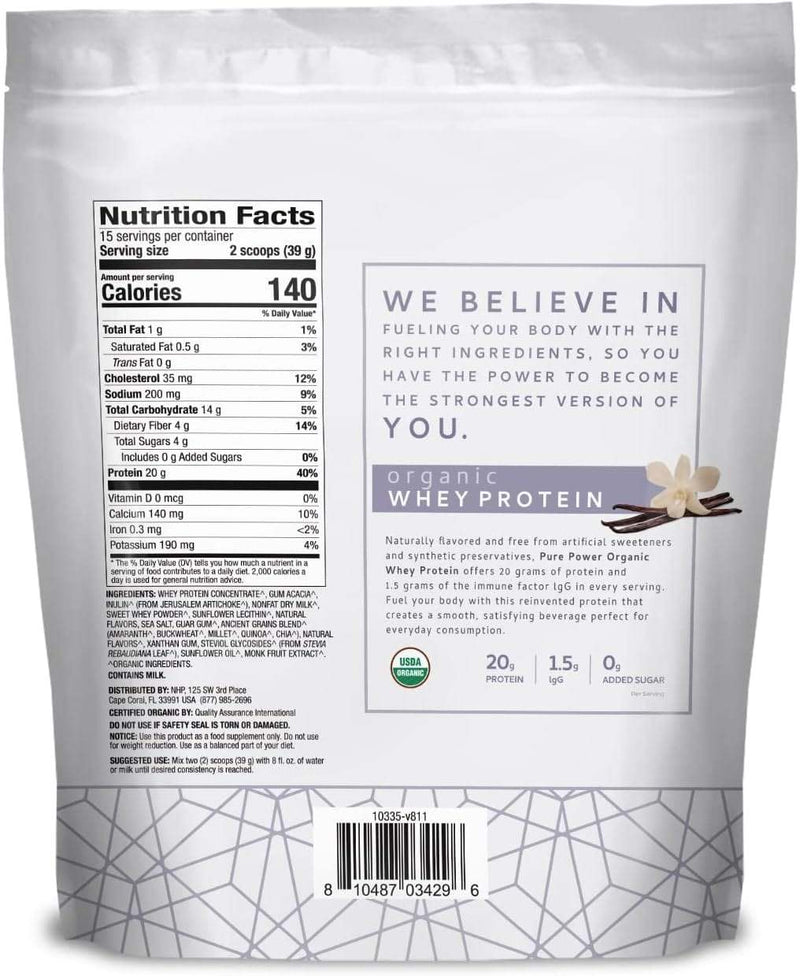 Pure Power Organic Whey Protein (Vanilla) 20.60 oz (585g) - Dr Mercola