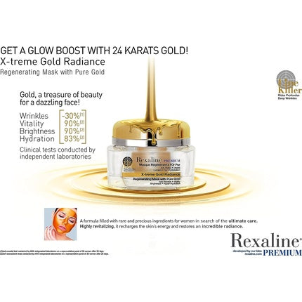 Rexaline X-treme Gold Radiance 24 Karat Gold Mask with Hyaluronic Acid 50ml