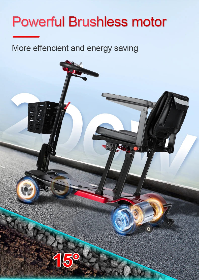 Welzo Feather Ultra-Light 15KG Long Range Folding Mobility Scooter